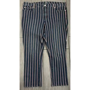 Lauren Ralph Lauren Women’s Red And White Pinstriped Jeans Size 16 Straight Leg